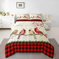 thumbnail image 1 of Manfei Teens Merry Christmas Queen Comforter Set, Cartoon Winter Bird Bedding Sets, Vintage Plaid Buffalo Reversible Bedding Comforter Set, Microfiber Bedroom Decor, 3 Pieces, 1 of 8