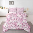 thumbnail image 1 of Manfei Teens Pink Flowers 3 Pieces Queen Comforter Set,Spring Garden Ultra Soft Bedding Sets,Cherry Blossom Bedding Comforter Set Breathable,Breathable Home Decor,Reversible, 1 of 8