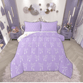 thumbnail image 1 of Manfei Teens Princess Bow-tie Queen Comforter Set, Dreamy Purple Bow Bedding Sets, Kawaii Cute Cartoon Reversible Bedding Comforter Set, Lightweight Room Decor, 3-Piece, 1 of 8