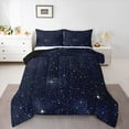 thumbnail image 1 of Manfei Teens Psychedelic Galaxy Queen Comforter Set, Dreamy Bling Stars Print Bedding Sets, Starry Sky Reversible Bedding Comforter Set, Microfiber Bedroom Decor, 3 Pieces, 1 of 8