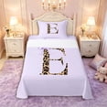 thumbnail image 1 of Manfei Teens Purple Bow Personalized Initial E Twin Sheet Sets 3pcs,Kids Girls Cheetah Print Letter Monogrammed Bedding,Lightweight Room Decor, 1 of 5