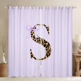 thumbnail image 1 of Manfei Teens Purple Bow Personalized Initial S Curtains Pack of 2 (42x84 Each),Kids Girls Cheetah Print Letter Monogrammed Curtains Blackout,Ultra Soft Home Decor, 1 of 6