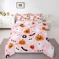 thumbnail image 1 of Manfei Teens Spooky Halloween Bedding Comforter Set,Pink Orange White Twin Comforter Sets,Kawaii Pumpkin Ghost Bedding Set For Boys Girls,Breathable Home Decor Reversible,2-Piece, 1 of 8
