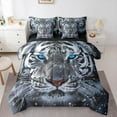 thumbnail image 1 of Manfei Teens Tiger Animal Bedding Comforter Set 7 Pieces,Woodland Wildlife Full Bedding Set Lightweight,Black White Blue Fitted Sheet Flat Sheet,Luxury Bedroom Decor,Reversible, 1 of 8