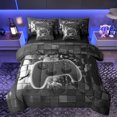 thumbnail image 1 of Manfei Teens Video Game 7pcs Bedding Comforter Set,Console Game Lover Queen Bedding Sets,Grau Plaid Grid Queen Sheet Sets For Kids,Microfiber Bedroom Decor Reversible, 1 of 8