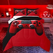 Manfei Teens Video Game Bedding Comforter Set,Console Game Lover Twin Comforter Sets,Green Black Bedding Set For Kids,Microfiber Bedroom Decor Reversible,2 Pieces