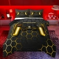 thumbnail image 1 of Manfei Teens Video Game Bedding Comforter Set,Console Game Lover Twin Comforter Sets,Yellow Hexagon Print Bedding Set For Kids,Microfiber Bedroom Decor Reversible,2 Pieces, 1 of 8