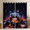 thumbnail image 1 of Manfei Teens Video Gamer Blackout Curtains Set of 2 (52x84 Each),Gamepad Game Lovers Window Curtains,Black Orange Curtains and Drapes For Kids,Luxury Bedroom Decor, 1 of 6
