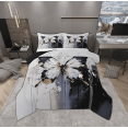 thumbnail image 1 of Manfei Teens Vintage Butterfly Queen Comforter Set, Romantic Artwork Bedding Sets, Black Grey Oil Printing Reversible Bedding Comforter Set, Breathable Home Decor, 3-Piece, 1 of 8