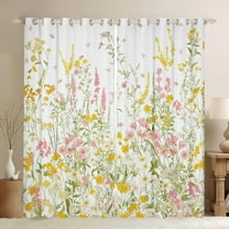 Manfei Teens Watercolor Flower Black Out Curtains, Farmhouse Plant Botanical Curtains Pack of 2 (42x63 Each), Retro Fashion Style Bedroom Curtains, Window Curtains Room Decor
