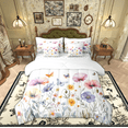 thumbnail image 1 of Manfei Teens Watercolor Flower Twin Bedding Sets 7-Piece, Farmhouse Plant Botanical Bedding Comforter Set, Vintage Fashion Style Reversible Sheet Sets, Ultra Soft Home Decor, 1 of 8