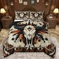 thumbnail image 1 of Manfei Teens Western Bull Skull 3 Pieces Queen Comforter Set,Lodge Cabin Farmhouse Ultra Soft Bedding Sets,Bohemian Theme Bedding Comforter Set Breathable,Ultra Soft Home Decor,Reversible, 1 of 8