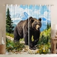 thumbnail image 1 of Manfei Teens Wildlife Bear Blackout Curtains Set of 2 (52x84 Each),Chic Flower Window Curtains,Woodland Animal Curtains and Drapes,Microfiber Bedroom Decor, 1 of 6