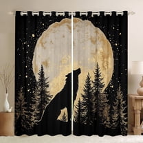 Manfei Teens Wildlife Wolf Black Out Curtains, Farmhouse Animal Curtains Pack of 2 (42x63 Each), Rustic Countryside Bedroom Curtains, Window Curtains Room Decor