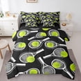 thumbnail image 1 of Manfei Tennis Racket Twin Bedding For Boys,Ball Lovers Bedding Comforter Set,Black Green White,Black Reversible,7-Piece, 1 of 8