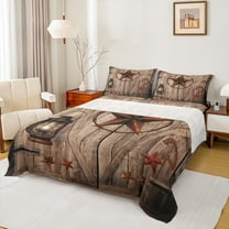 Manfei Texas Star Twin Sheet Sets 3pcs for Teens Adults,Western Rustic Cabin Twin Fitted Sheet Microfiber,Exotic Style Breathable Flat Sheet,Breathable Home Decor