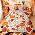thumbnail image 1 of Manfei Thanksgiving Print 7 Pieces Full Size Bedding Sets,Halloween Themed Skull Full Size Bed in a Bag,Light Gray Reversible, 1 of 7