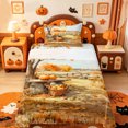 thumbnail image 1 of Manfei Thanksgiving Print Twin Sheets,Pastel Bat Pattern Bedding,3 Pieces,1 Flat Sheet,1 Fitted Sheet and 1 Pillowcase, 1 of 6