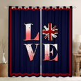 thumbnail image 1 of Manfei The Union Flag Kitchen Curtains,Love Print Black Out Curtains Pack of 2 (42x63 Each),Navy Blue Red, 1 of 7