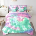 thumbnail image 1 of Manfei Tie Dye 7-Piece Bedding Comforter Set,Modern Aesthetic Art King Bedding Sets,Pink Green White Bed Sheets For Girls,Luxury Bedroom Decor Reversible, 1 of 8