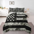 thumbnail image 1 of Manfei Tie Dyed Us Flag Queen Comforter Set,Vintage Grunge Black Gray Comforter Sets Queen,Light Gray Reversible,3 Pieces,1 Comforter and 2 Pillowcases, 1 of 7