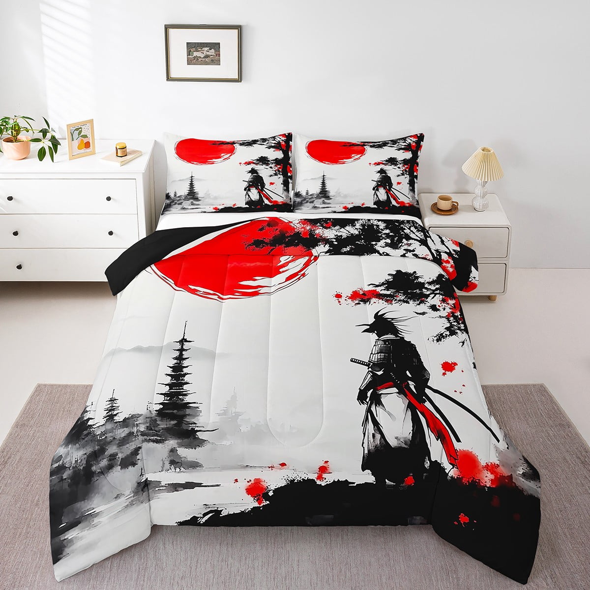 Manfei Tokyo Samurai Bedding Sets Twin with Comforter, Japanese Anime  Comforter Sets Twin Size, Ink Watercolor Sun Reversible Down Comforter,  Super Cozy Room Decor, 2pcs - Walmart.com