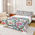 thumbnail image 1 of Manfei Town Houses Bed Sheets,Toy Cars Print Full Size Sheets,Gray,4-Piece,1 Flat Sheet, 1 Fitted Sheet and 2 Pillowcases, 1 of 6