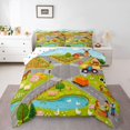 thumbnail image 1 of Manfei Toy Cars Full Size Comforter Sets,Cartoon Boys Art Bedding Comforter Set,Gray,Polkadot Reversible,3 Pieces,1 Comforter and 2 Pillowcases, 1 of 7