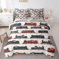 thumbnail image 1 of Manfei Toy Train 7pcs Queen Bedding,Cartoon Boys Art Bedding Comforter Set Queen,Red Blue,Light Gray Reversible, 1 of 7