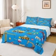 thumbnail image 1 of Manfei Tractor Excavator Bed Sheets, Cartoon Equipment Truck King Sheets, Vehicle Car Theme Sheet Set, Super Cozy Room Decor, 4-Piece, 1 of 7