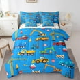 thumbnail image 1 of Manfei Tractor Excavator Bedding Comforter Set 7pcs, Cartoon Equipment Truck Queen Bedding Sets, Vehicle Car Theme Reversible Queen Sheet Sets, Super Cozy Room Decor, 1 of 7