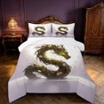 thumbnail image 1 of Manfei Traditional Dragon Animals King Size Comforter Sets,Romantic Floral Comforters King Size,White Green,Reversible,3-Piece,1 Comforter and 2 Pillowcases, 1 of 7