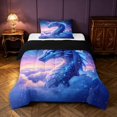 thumbnail image 1 of Manfei Traditional Dragon Animals Twin Comforter Sets,Fantasy Starry Sky Bedding Set,Blue Pink,Black Reversible,2-Piece,1 Comforter and 1 Pillowcase, 1 of 7