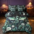 thumbnail image 1 of Manfei Traditional Eastern Dragon Animals 7-Piece Twin Bedding,Flower Starry Sky Bedding Comforter Set,Black Reversible, 1 of 6