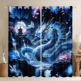 thumbnail image 1 of Manfei Traditional Eastern Dragon Animals Blackout Curtains,Flower Crane Window Curtains Pack of 2 (38x45 Each),Navy, 1 of 6