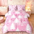 thumbnail image 1 of Manfei Traditional Festive 7pcs Queen Bedding,Christmas Tree Castle Bedding Comforter Set Queen,Pink,Pink Reversible, 1 of 6