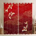 thumbnail image 1 of Manfei Traditional Koi Black Out Curtains for Girls, Gold Wave Curtains Pack of 2 (42x63 Each), Red Gold Orange, 1 of 6