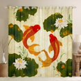 thumbnail image 1 of Manfei Traditional Koi Black Out Curtains for Home, Lotus Pond Curtains Pack of 2 (42x63 Each) for Office, Red Gold Green, 1 of 6