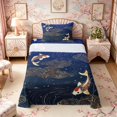 thumbnail image 1 of Manfei Traditional Koi Twin Sheet Sets for Girls Women, Gold Wave Bedding, Blue Gold Orange 3pcs, 1 Flat Sheet, 1 Fitted Sheet and 1 Pillowcase, 1 of 6