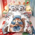 thumbnail image 1 of Manfei Traditional Pink Christmas 7pcs Queen Bedding,Merry Xmas Bedding Comforter Set Queen,Xmas Reversible, 1 of 7
