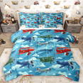 thumbnail image 1 of Manfei Traditional Plane Bedding Comforter Set 7 Pieces, Blue Sky Queen Bedding Sets, Cartoon Aircraft Queen Sheet Sets, Microfiber Bedroom Decor, 1 of 8