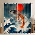 thumbnail image 1 of Manfei Traditional Tiger Wave Black Out Curtains for Home, Red Sun Curtains Pack of 2 (42x63 Each) for Office, Blue Orange Gray, 1 of 6