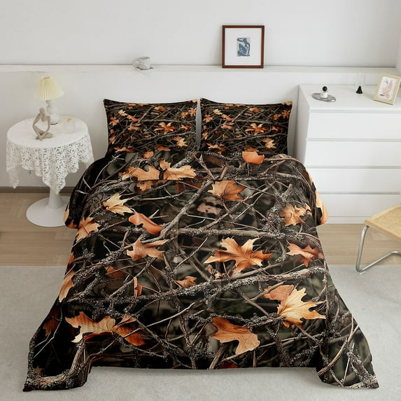 Manfei Tree Leaf Bedding Toddler Comforter Set,Tropical Plant Down Comforter,Rustic Spring Nature Bedding Sets Toddler with Comforter For Men Women,Super Cozy Room Decoration Reversible,2 Pieces