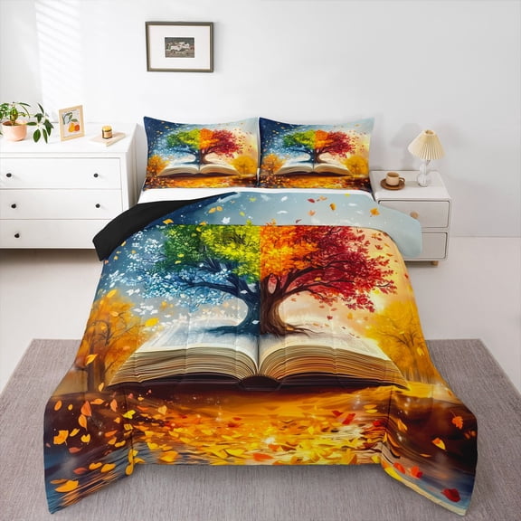 Manfei Tree Of Life Bedding Comforter Set 2pcs for Female Men,Abstract Gradient Twin Comforter Sets Microfiber,Bohemian Theme Breathable Bedding Set,Luxury Bedroom Decor,Reversible