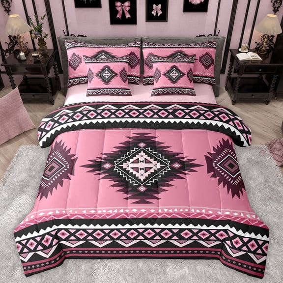 Manfei Tribal Aztec Boy Girl Bedding Comforter Set 7-Piece,Bohemian Theme King Bedding Sets,Hippie Boho Ultra Soft Bed Sheets,Luxury Bedroom Decor,Reversible