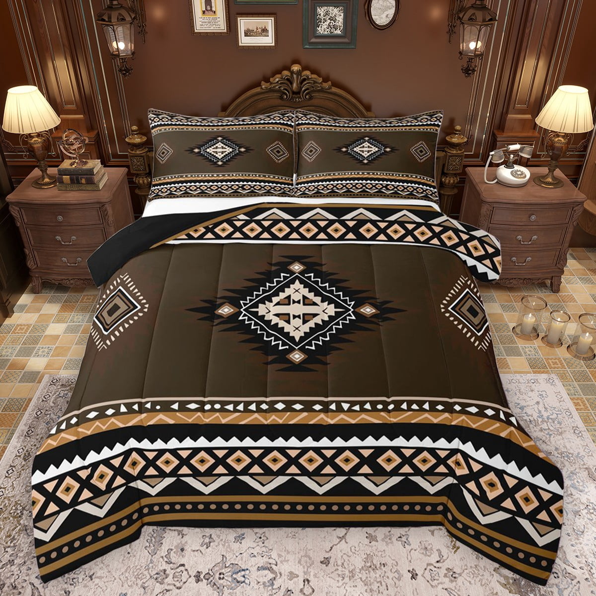 Manfei Tribal Aztec Boy Girl Full Size Comforter Sets 3-Piece,Bohemian ...
