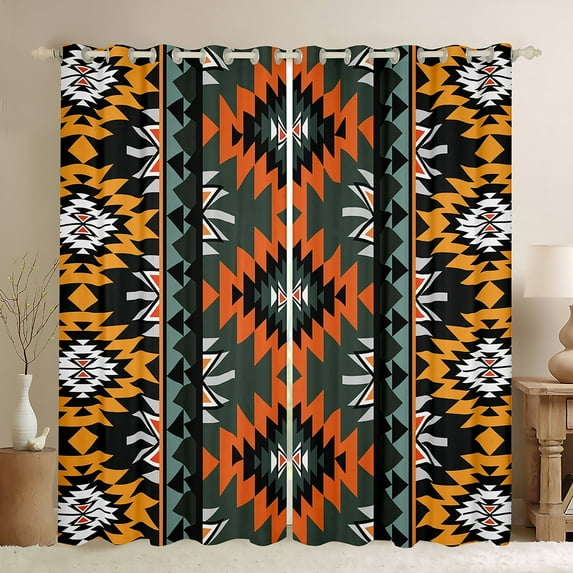 Manfei Tribal Aztec Curtains Pack of 2 (42x84 Each) for Adult, Vintage Bohemian Style Curtains Blackout, Hippie Geometric Bedroom Curtains, Curtains and Drapes Bedroom Decor