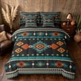 thumbnail image 1 of Manfei Tribal Aztec Twin Bedding, Boho Geometric Bedding Comforter Set, Teal, Orange and Black, Black Reversible 7 Pieces, 1 of 6