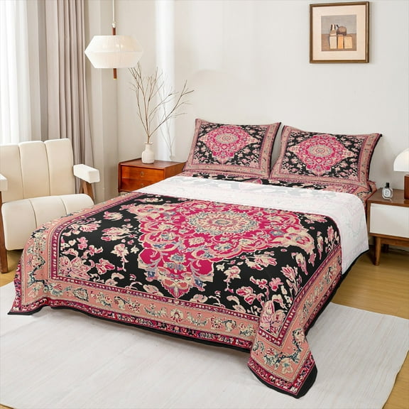 Manfei Tribal Bohemian Twin Sheet Sets for Adult, Hippie Damask Flower Print Twin Fitted Sheet, Western Boho Aztec Flat Sheet, Ultra Soft Home Decor, 3pcs