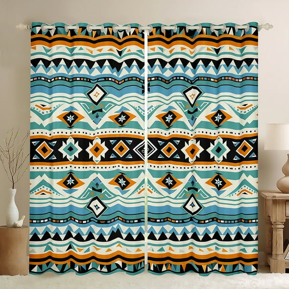 Manfei Tribal Boho Aztec Black Out Curtains for Adult, Hippie Abstract Curtains Pack of 2 (42x63 Each), Soutnwestern Theme Bedroom Curtains, Living Room Curtains Decor
